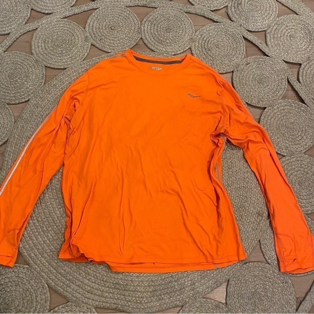 Saucony running long sleeve mens XXL orange neon